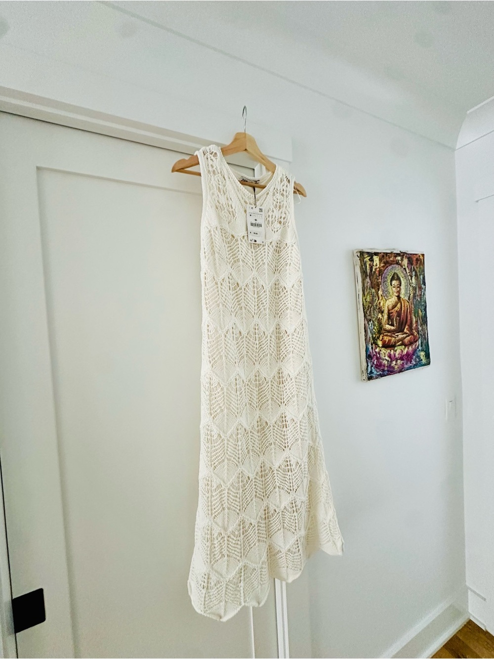 Zara Crochet Midi Dress, White
